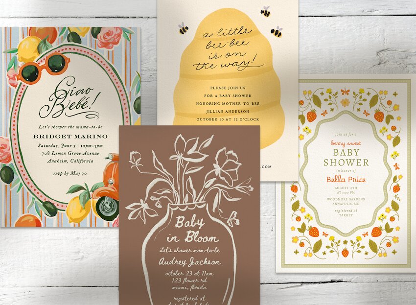 Spring baby shower themes: spring baby shower invitation cards